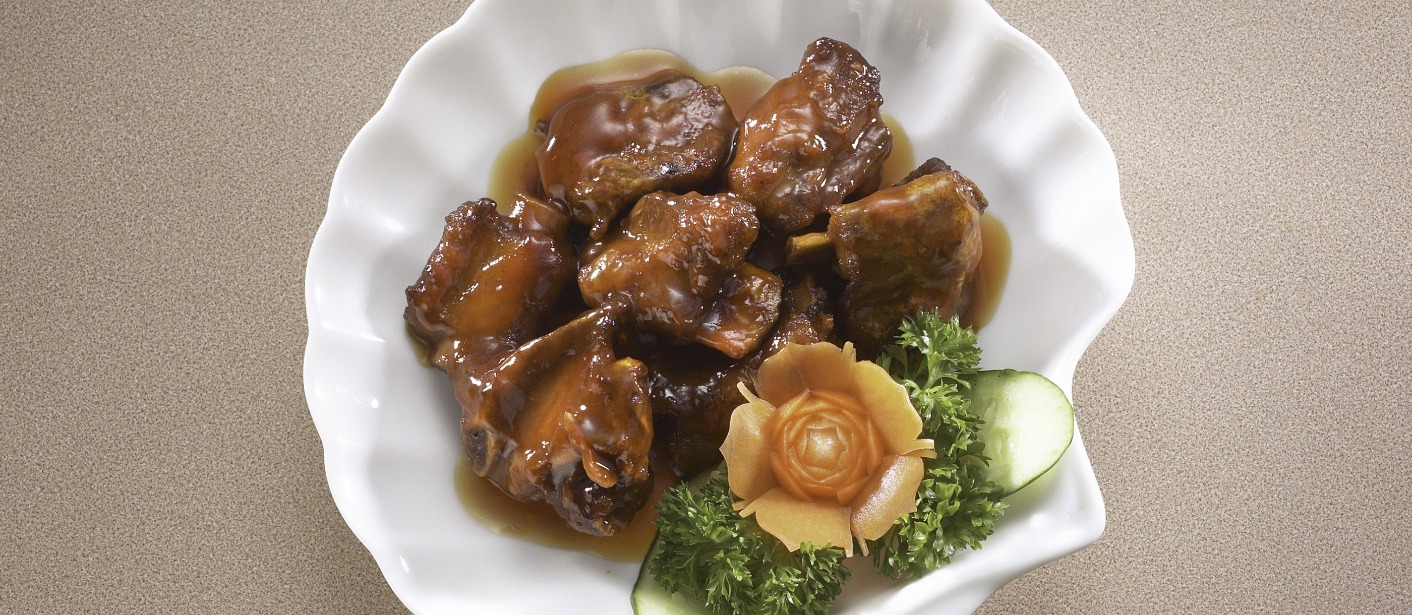 Tang cu Pai gu | Traditional Pork Dish From Guangdong, China, image size:2800x1220